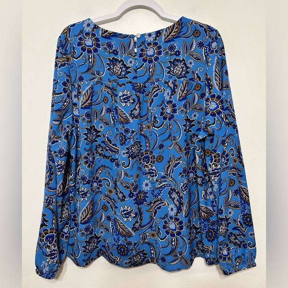 J Jill Wearever Collection Paisley Long Sleeve Blouse - Picture 5 of 10